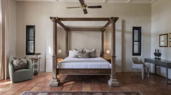 The Tower Suite - the floors are lined with hand-made Mexican terracotta tiles, there are thick adobe-rendered walls, ...