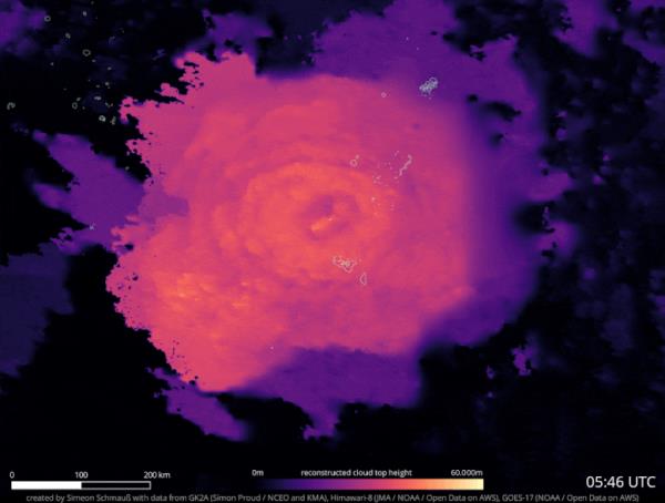 To<em></em>nga Eruption Full Earth Disk Himawari 8 Satellite