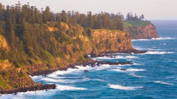 The rugged coastline of Norfolk Island.