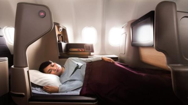 The A330 "Business Suites" recline to a fully flat bed and gives direct aisle access for every passenger with a a 1-2-1 ...